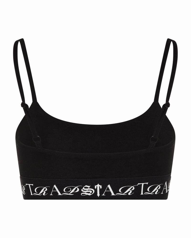 Black / White Trapstar Script Women's Bra | DHFOUK-724