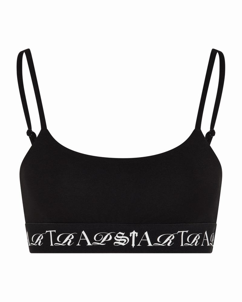 Black / White Trapstar Script Women\'s Bra | DHFOUK-724