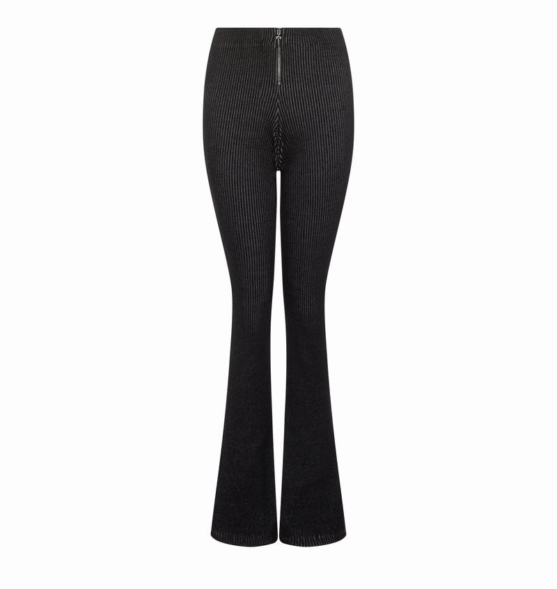 Black / White Trapstar Two Tone Rib Fitted Trousers Women's Pants | UDTQCW-568