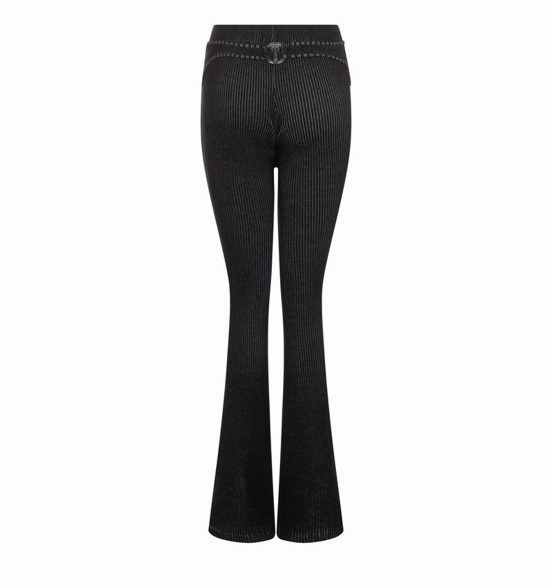 Black / White Trapstar Two Tone Rib Fitted Trousers Women\'s Pants | UDTQCW-568