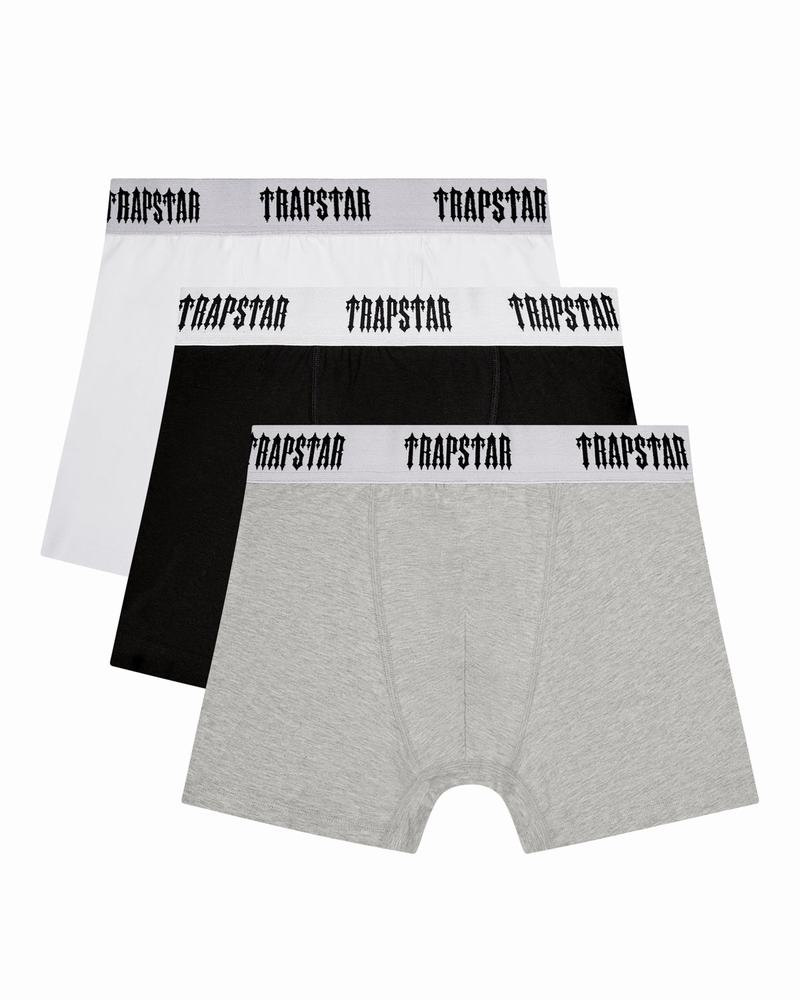 Black / White / Grey Trapstar 3 Pack Boxer Short Men\'s Underwear | EFIKCP-895