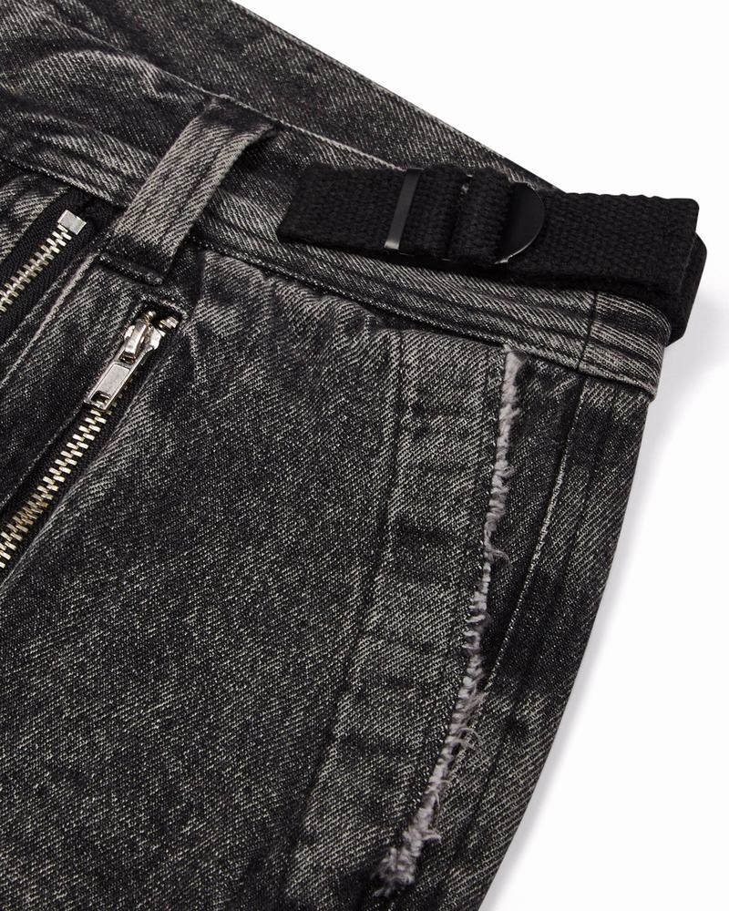 Blue Trapstar Arch Applique Distressed Denim Look Cargo Women's Pants | UWPHBK-760