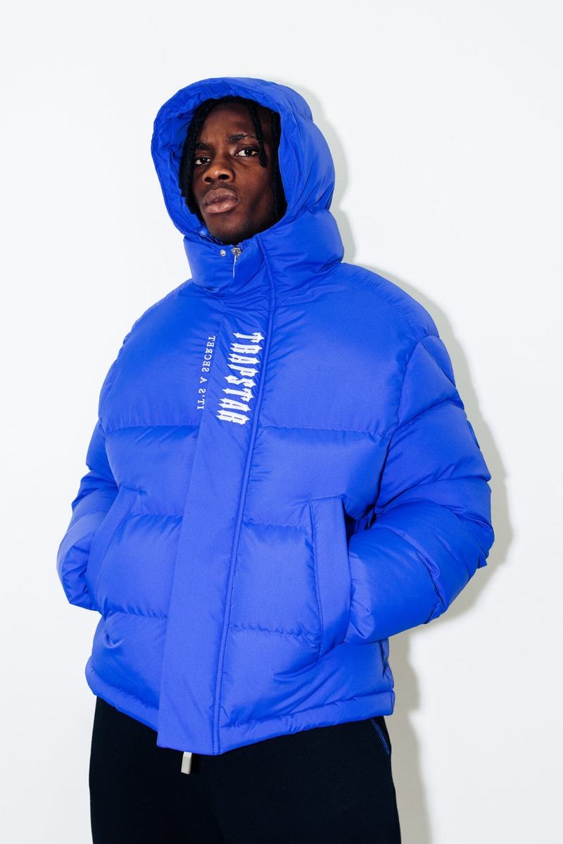 Blue Trapstar Decoded Hooded Puffer 2.0 Men's Jackets | GQIFPM-710