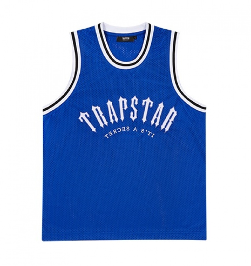 Blue Trapstar Irongate Arch Basketball Vest Men\'s T Shirts | SUHZTM-620