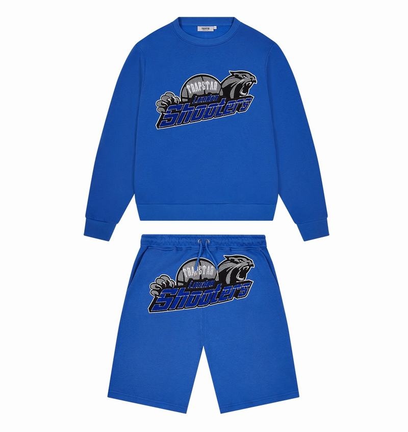 Blue Trapstar Shooters Chenille Crewneck Men's Sets | XCKZSH-607