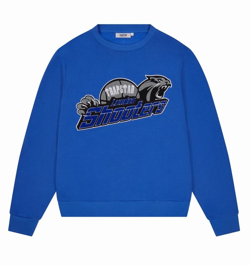 Blue Trapstar Shooters Chenille Crewneck Men\'s Sets | XCKZSH-607