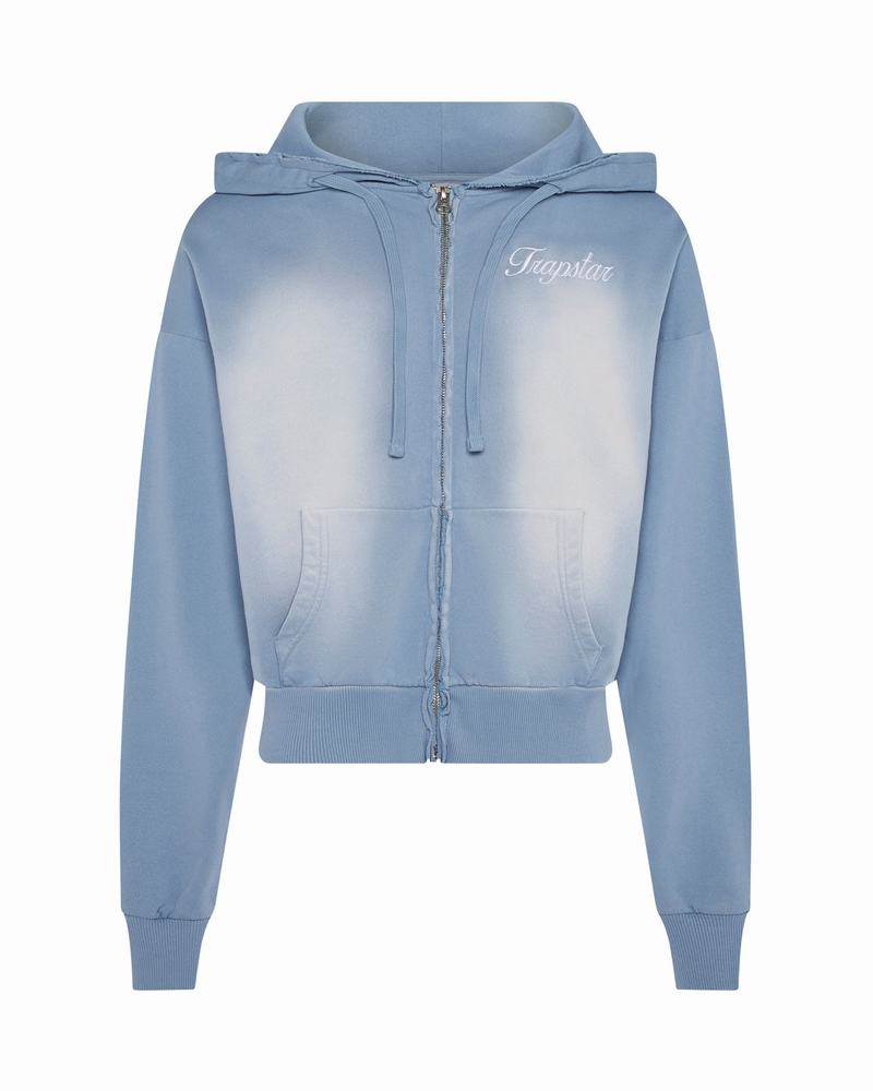 Blue Wash Trapstar TS Star Applique Hoodie Women's Tracksuits | TRDCOI-701