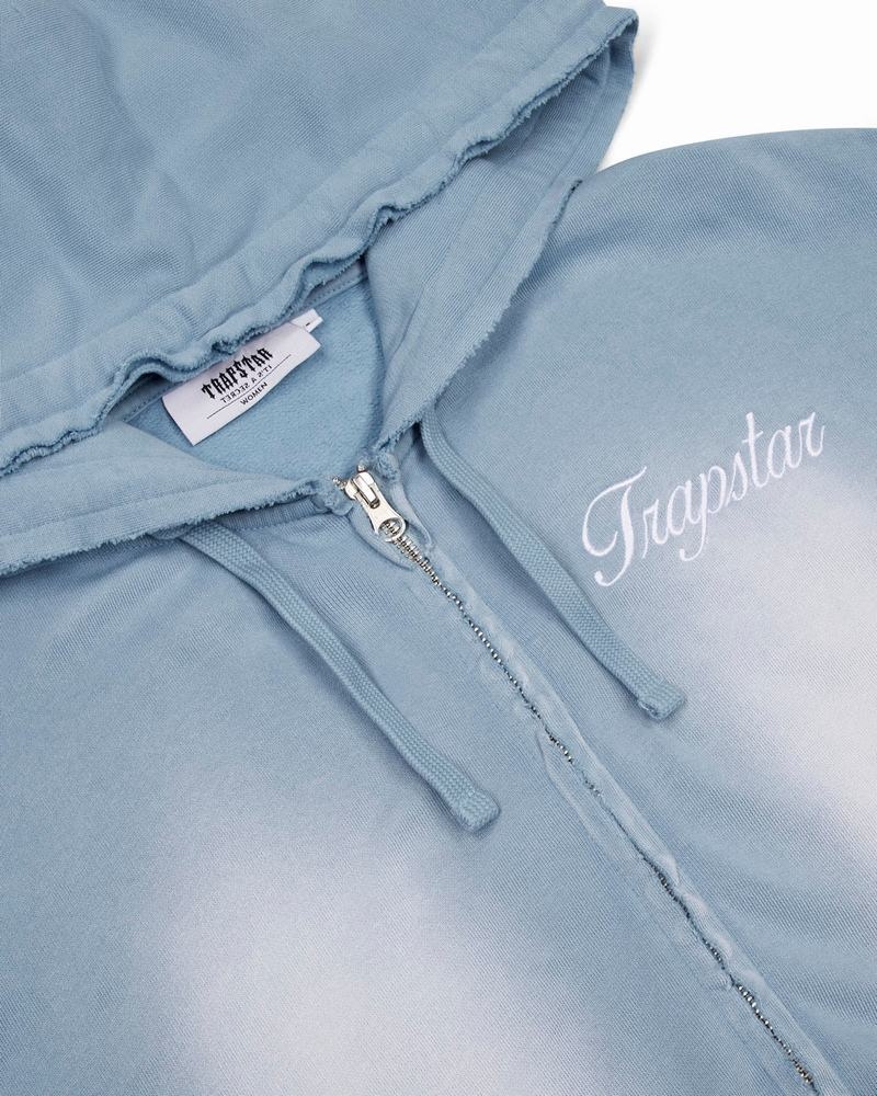 Blue Wash Trapstar TS Star Applique Hoodie Women's Tracksuits | TRDCOI-701