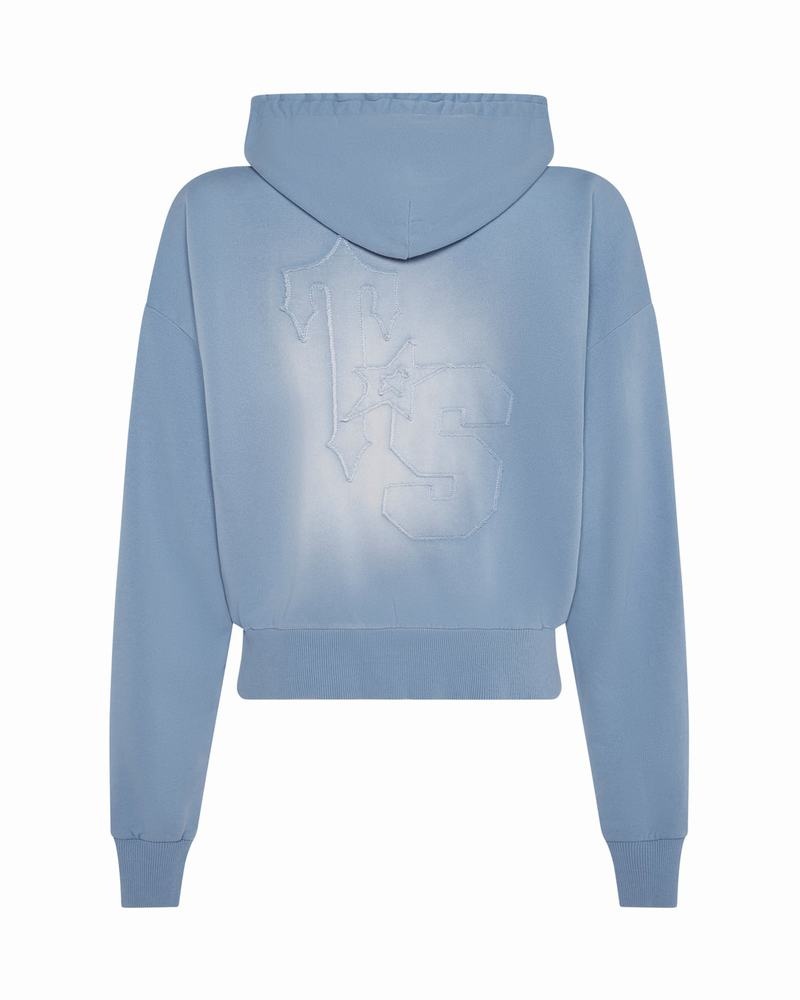 Blue Wash Trapstar TS Star Applique Hoodie Women\'s Tracksuits | TRDCOI-701