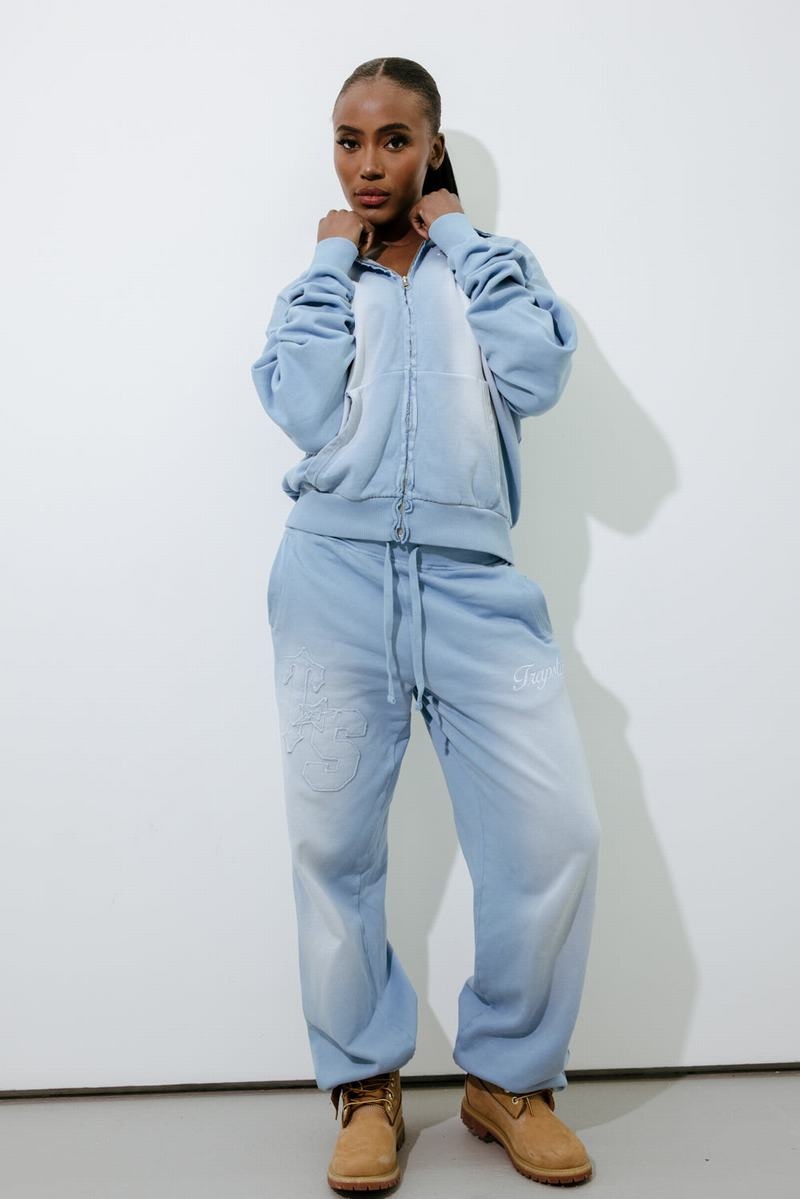 Blue Wash Trapstar TS Star Applique Loose Fit Jogger Women's Tracksuits | OSZKGQ-501