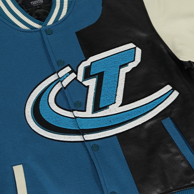 Blue / Black Trapstar Hyperdrive T Chenille Varsity Men's Jackets | KUPSOR-568