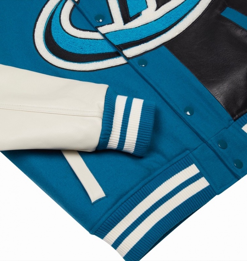 Blue / Black Trapstar Hyperdrive T Chenille Varsity Men's Jackets | KUPSOR-568