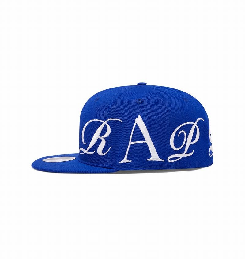 Blue / White Trapstar Script Fitted Men's Caps | IVNXBY-751