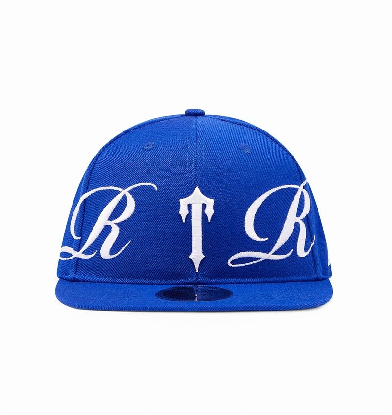 Blue / White Trapstar Script Fitted Men\'s Caps | IVNXBY-751