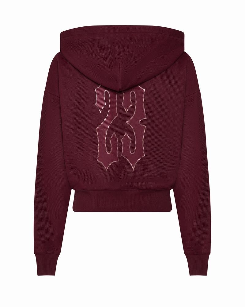 Burgundy Trapstar Mesh Irongate Arch Hoodie Women's Tracksuits | IOLFJY-925