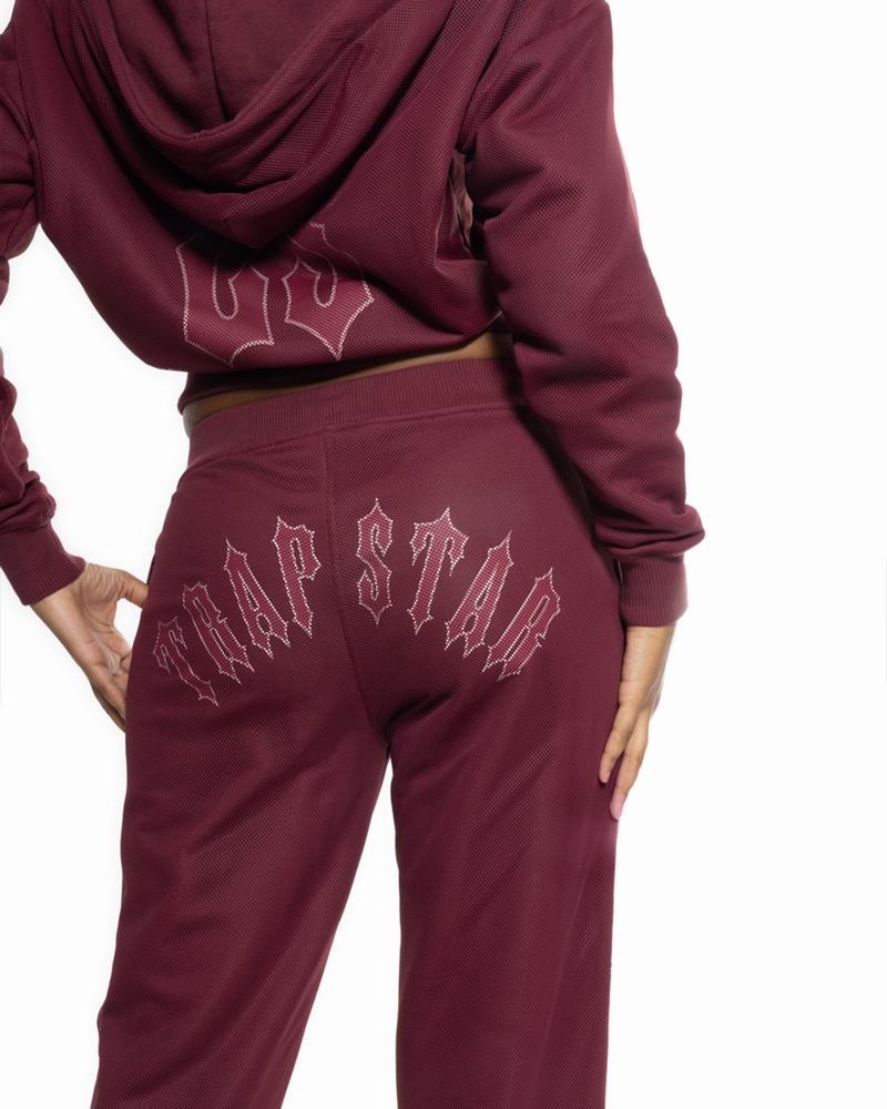 Burgundy Trapstar Mesh Irongate Arch Joggers Women's Tracksuits | MEKGRF-058