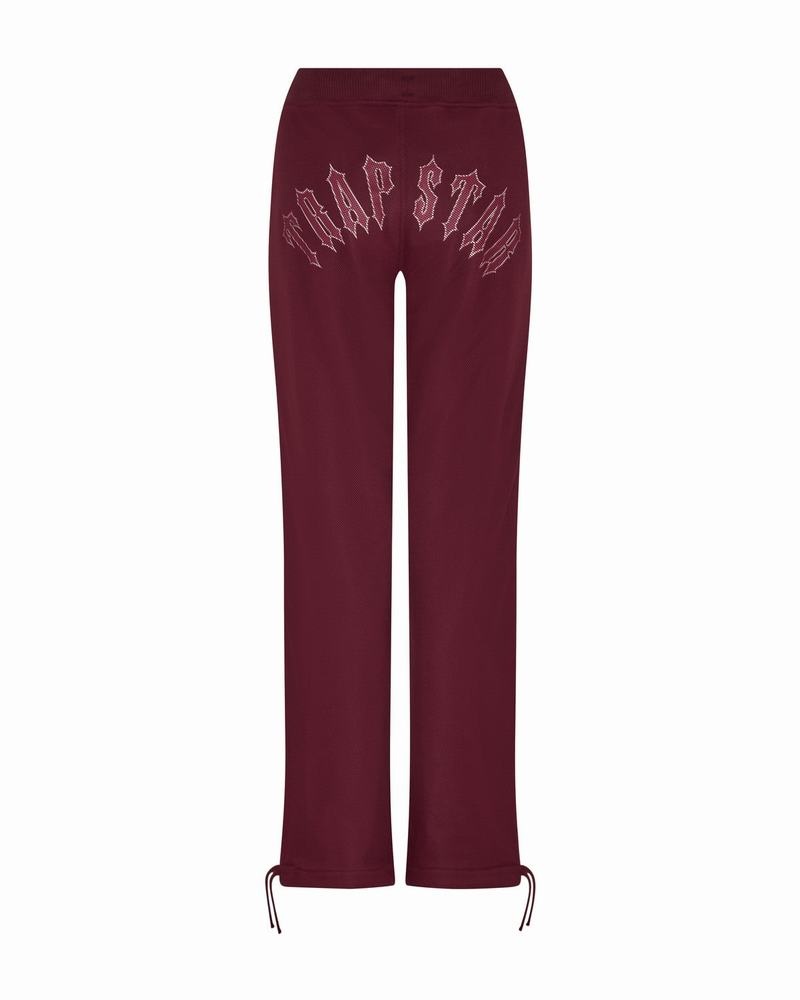 Burgundy Trapstar Mesh Irongate Arch Joggers Women\'s Pants | IJKTHL-027