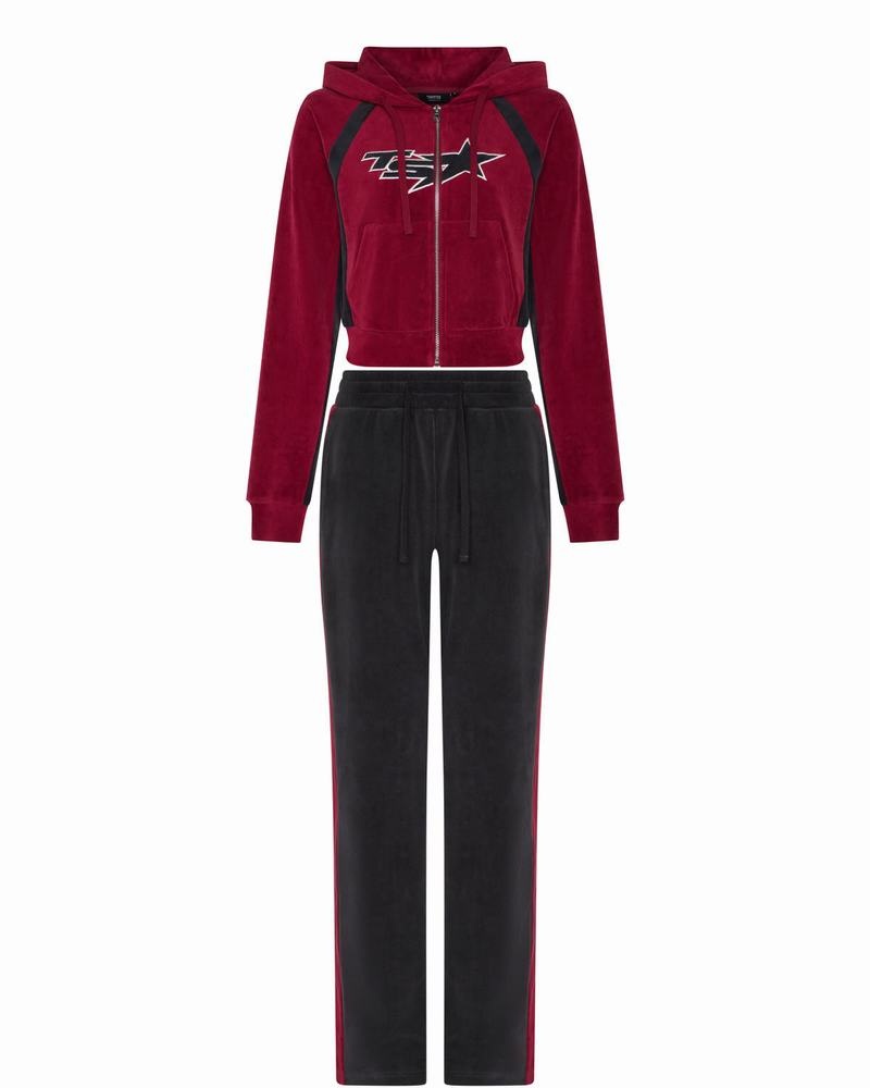 Burgundy Trapstar TS-Star Velour Track Women's Pants | EXJVMU-613