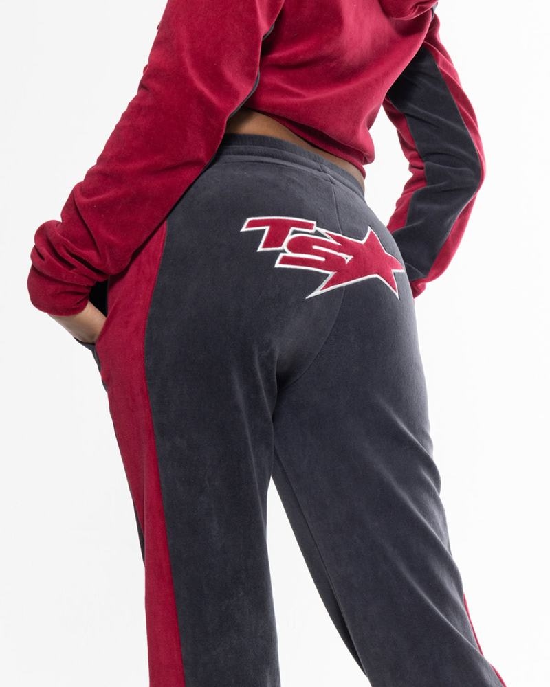 Burgundy Trapstar TS-Star Velour Track Women's Pants | EXJVMU-613