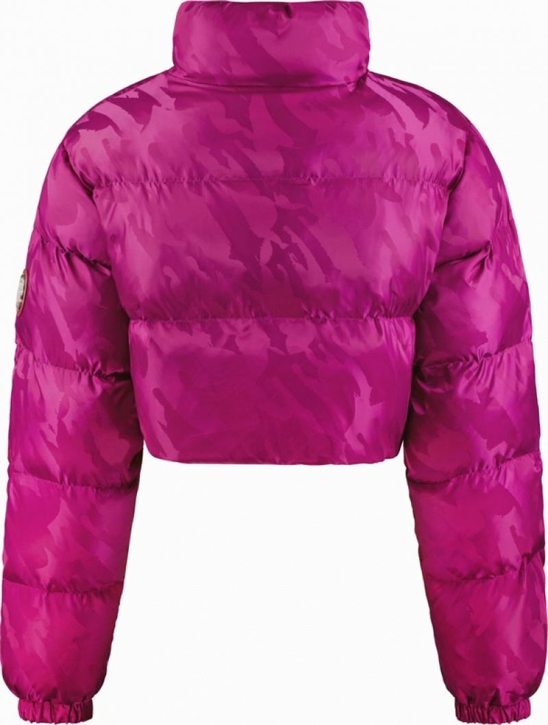 Fuchsia Pink Trapstar Cropped T Jacquard Puffer Women's Jackets | FWAOIK-304