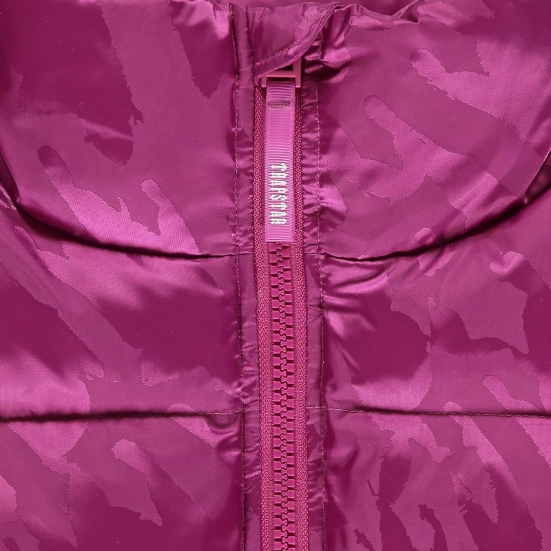 Fuchsia Pink Trapstar Cropped T Jacquard Puffer Women's Jackets | FWAOIK-304