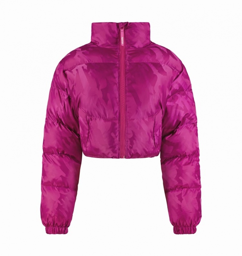 Fuchsia Pink Trapstar Cropped T Jacquard Puffer Women\'s Jackets | FWAOIK-304