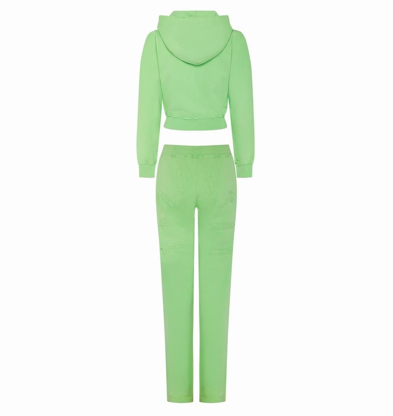 Green Trapstar Irongate Cropped Batwing Zip Hoodie Women's Tracksuits | EIOQNV-712