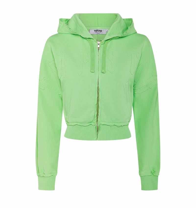 Green Trapstar Irongate Cropped Batwing Zip Hoodie Women\'s Tracksuits | EIOQNV-712