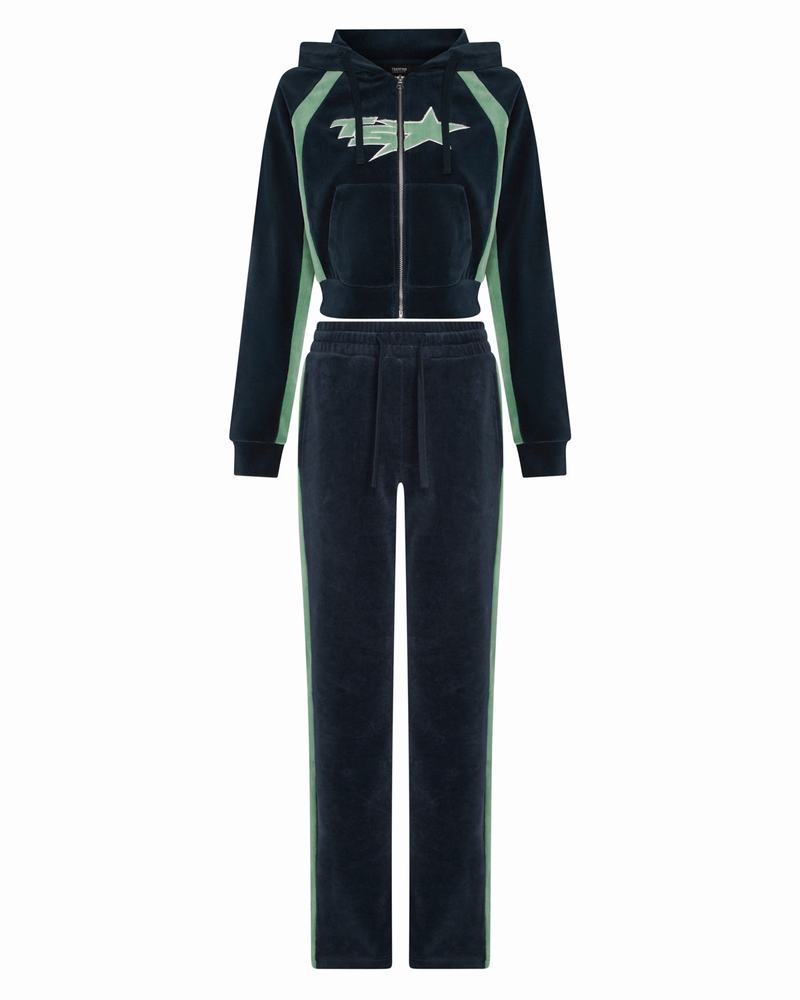 Green Trapstar TS-Star Velour Hoodie Women's Tracksuits | POEUIW-631