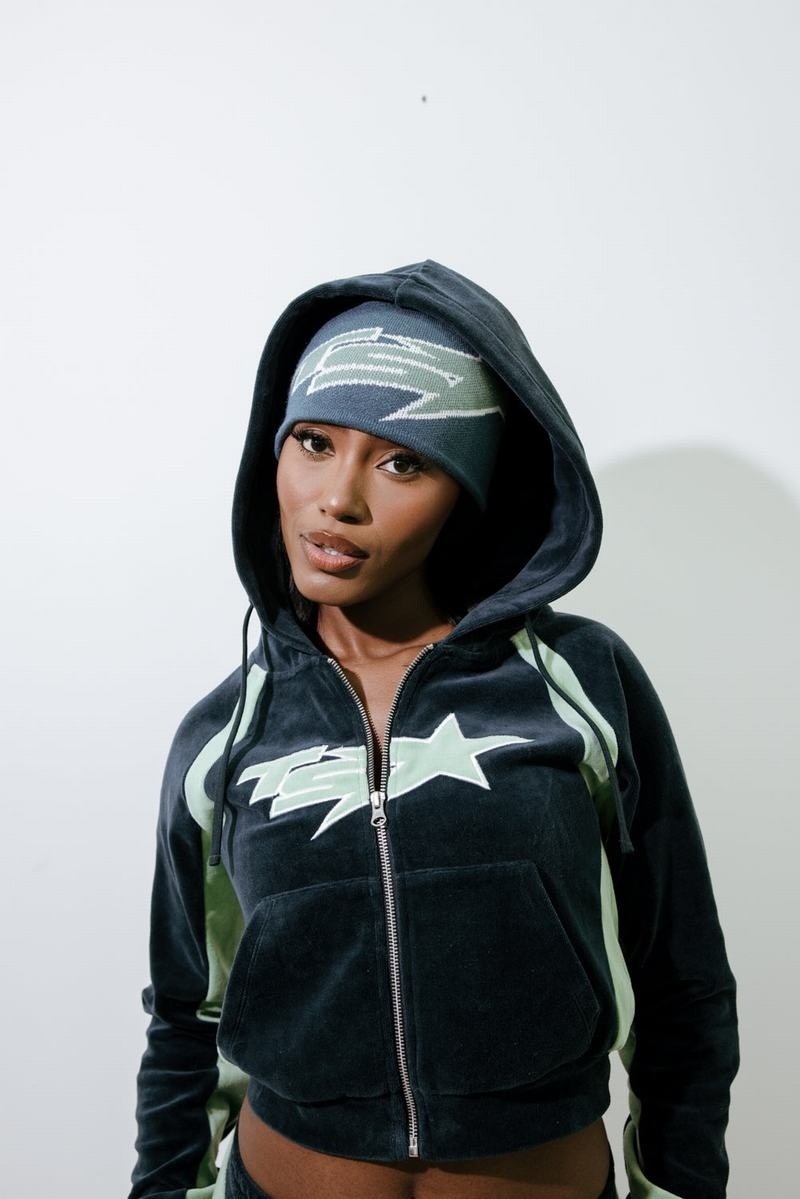 Green Trapstar TS-Star Velour Hoodie Women's Tracksuits | POEUIW-631