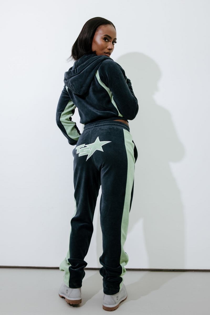 Green Trapstar TS-Star Velour Hoodie Women's Tracksuits | POEUIW-631