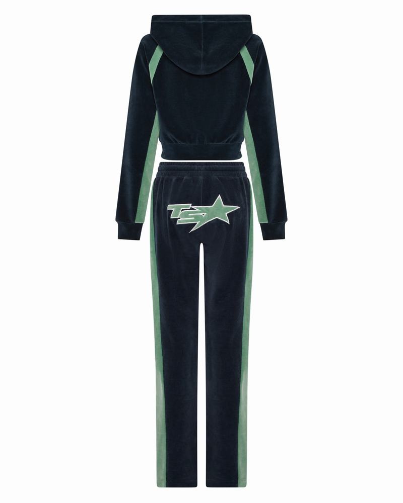 Green Trapstar TS-Star Velour Women's Pants | KRTGQP-751