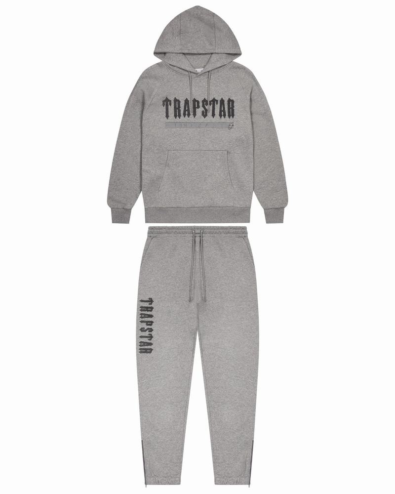 Grey Trapstar Decoded Chenille 2.0 Hoodie Men\'s Tracksuits | CFSXPW-980