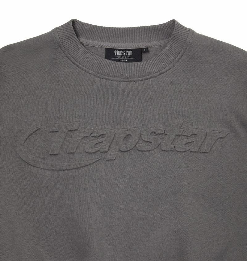 Grey Trapstar Hyperdrive Crewneck Women's Sweatshirt | PMGEJF-456