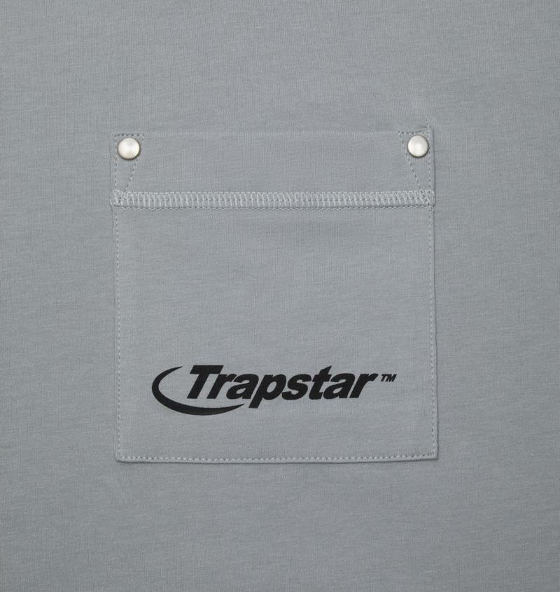 Grey Trapstar Hyperdrive Reinforced Rivet Men's T Shirts | ROHWMU-143