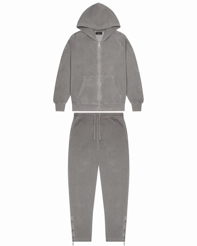 Grey Trapstar Irongate Patchwork Zip Hoodie Men\'s Tracksuits | RDAKBJ-870