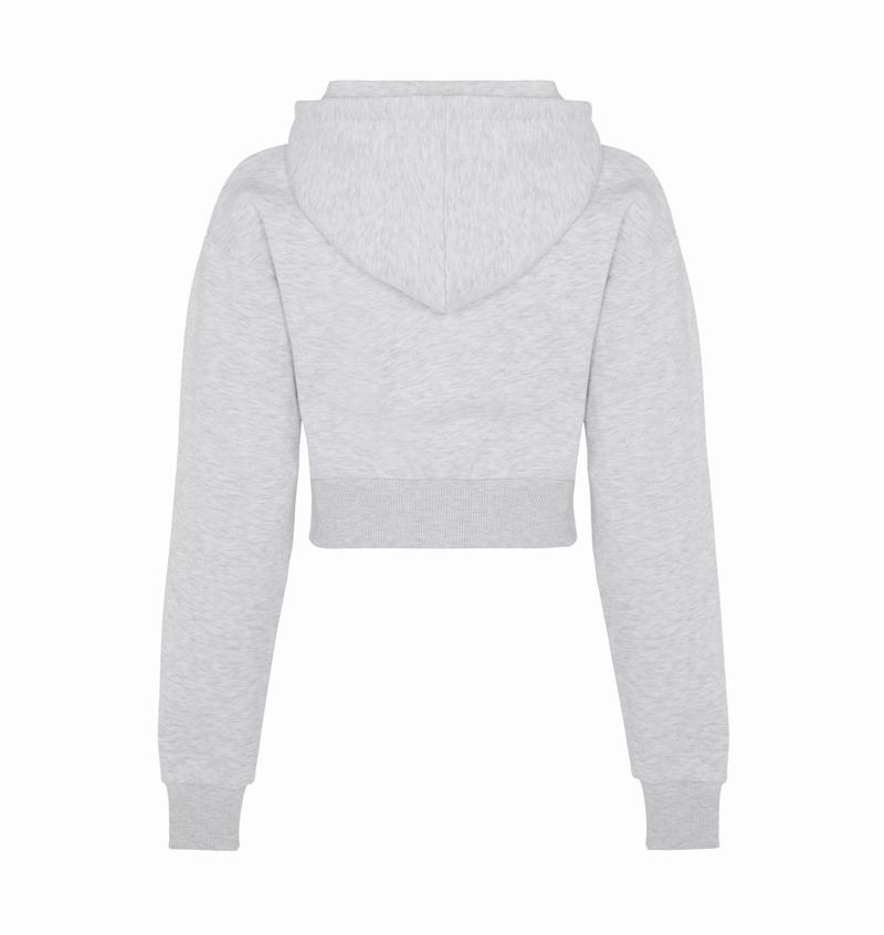 Grey Trapstar Irongate Stud Cropped Hoodie Women's Tracksuits | UABNRI-421