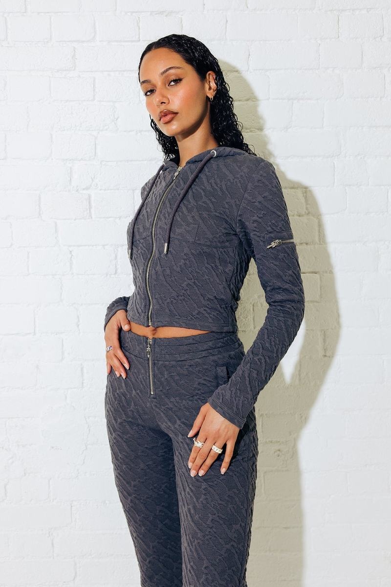 Grey Trapstar Jacquard Fitted Zip Hoodie Women's Tracksuits | ANLKIM-016