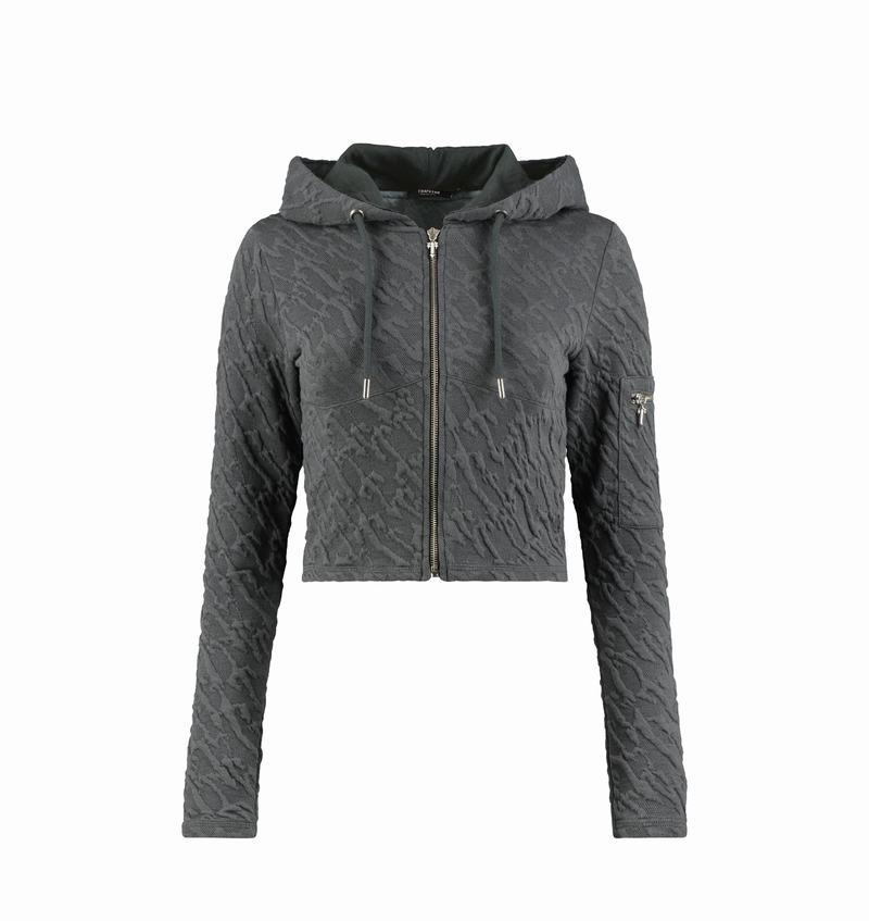 Grey Trapstar Jacquard Fitted Zip Hoodie Women\'s Tracksuits | ANLKIM-016