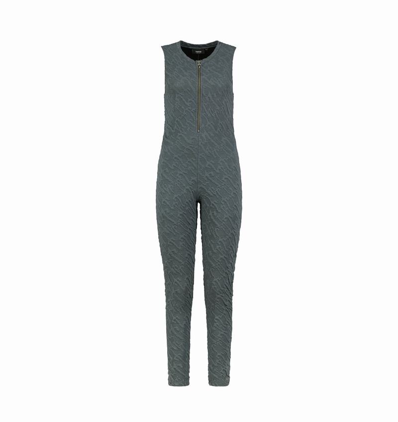 Grey Trapstar Jacquard Zip Front Catsuit Women\'s Bodysuit | UERCTQ-829