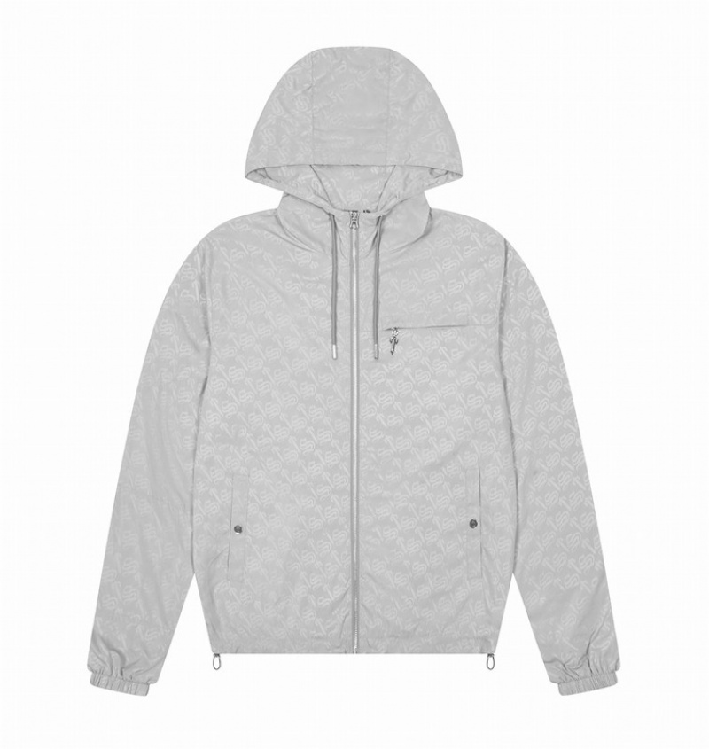 Grey Trapstar Monogram Windbreaker Men\'s Jackets | CVRQEG-160