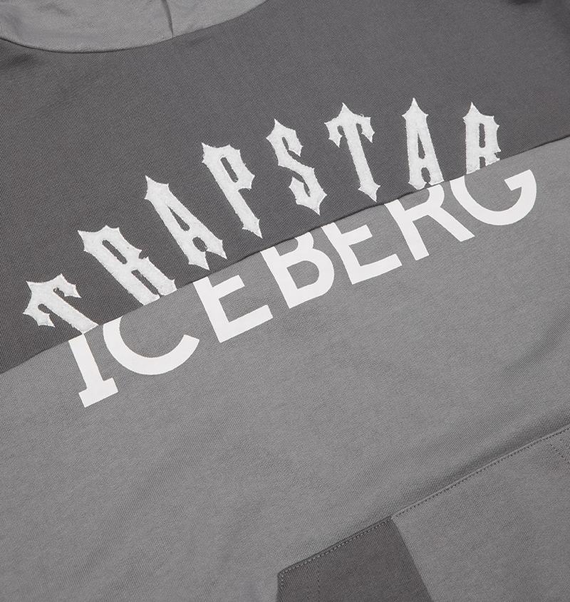 Grey Trapstar x Iceberg Deconstructed Two Logo Men's Hoodie | IOJGAY-604