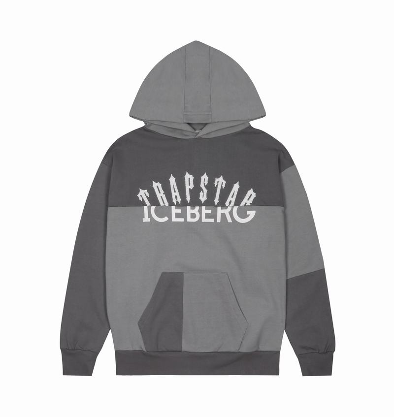 Grey Trapstar x Iceberg Deconstructed Two Logo Men\'s Hoodie | IOJGAY-604