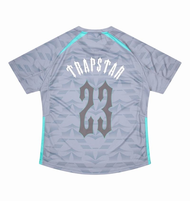 Grey / Blue Trapstar Irongate Football Jersey Men\'s T Shirts | UXJFWC-580