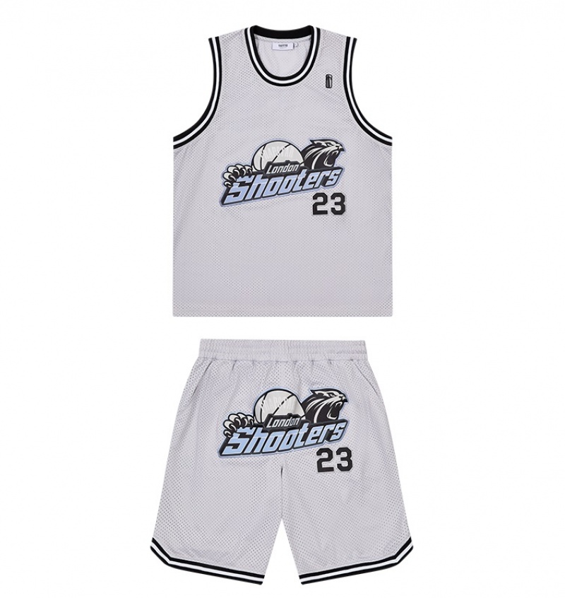 Grey / Blue Trapstar *PRE ORDER* Shooters SS23 Basketball Shorts Men's Sets | BSMOPW-943