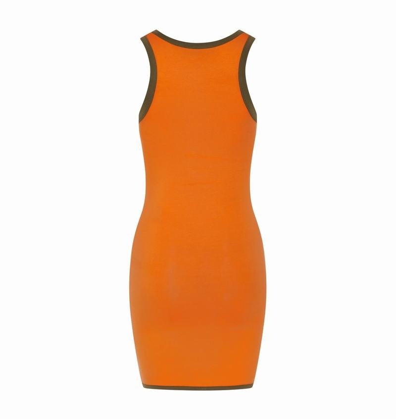 Orange / Khaki Trapstar Contrast Racer Women's Dress | PHDFGT-602