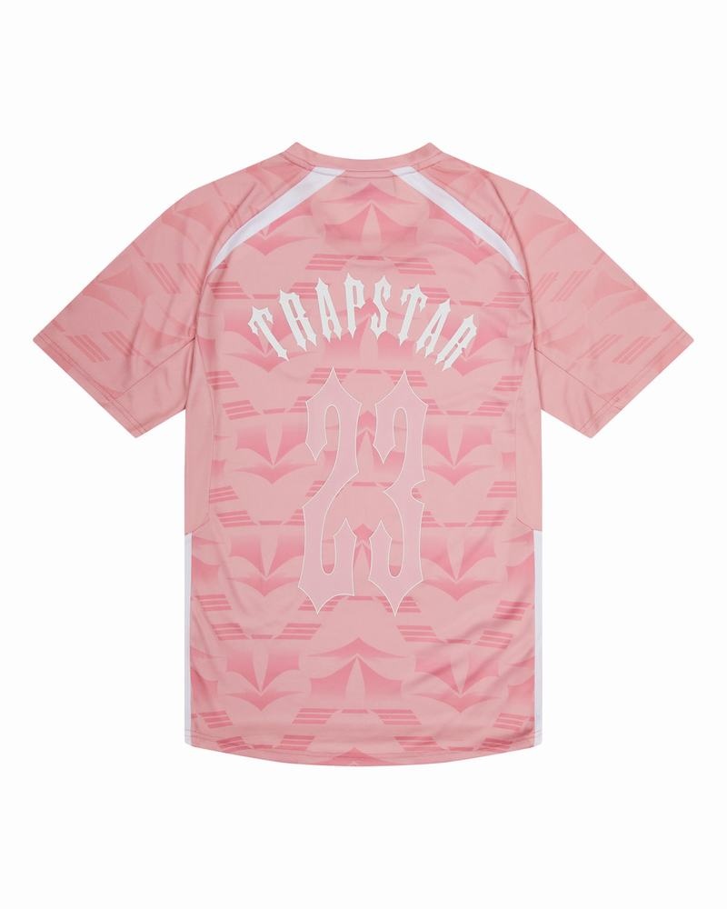 Pink Trapstar Irongate Football Jersey Men's T Shirts | KPJYOQ-827