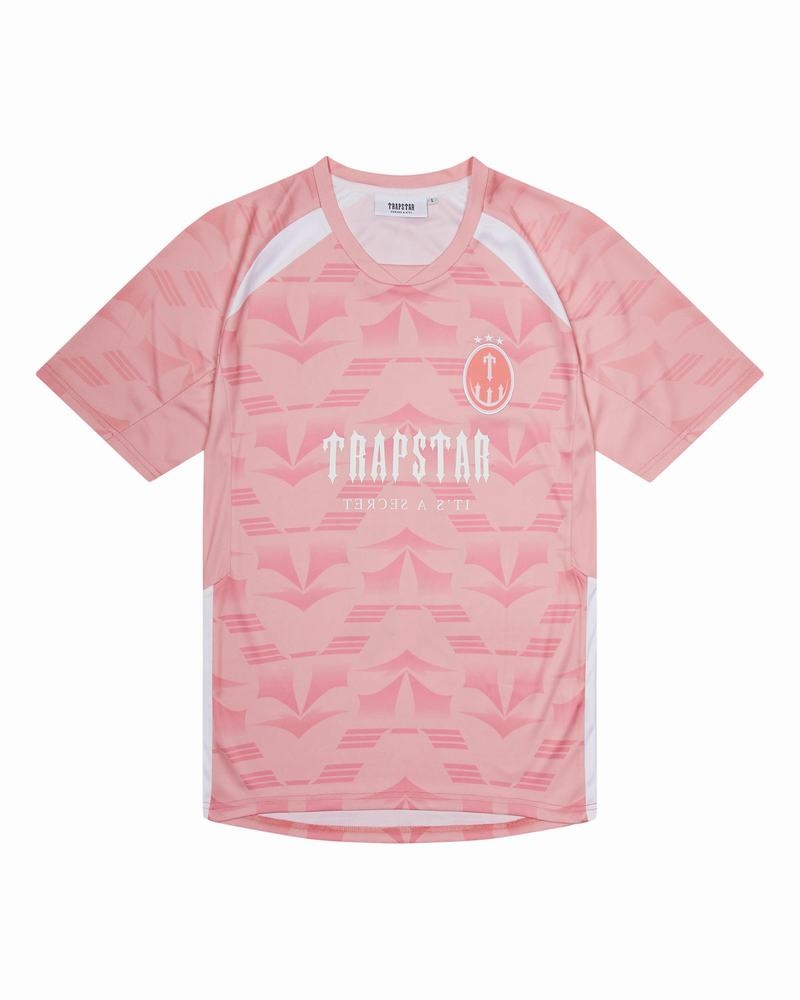 Pink Trapstar Irongate Football Jersey Men\'s T Shirts | KPJYOQ-827