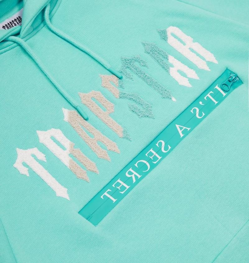 Turquoise Trapstar Chenille Decoded 2.0 Hoodie Men's Tracksuits | MEHVAJ-089