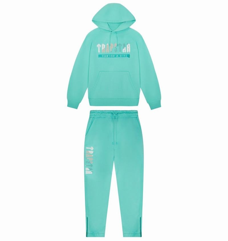 Turquoise Trapstar Chenille Decoded 2.0 Hoodie Men's Tracksuits | MEHVAJ-089